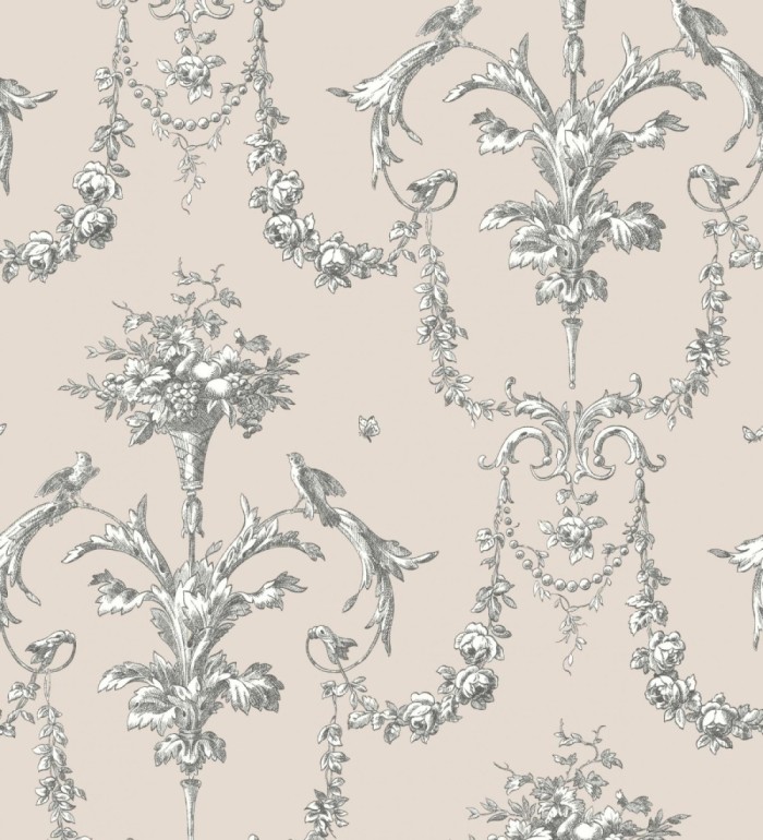 Papel pintado de cadenetas florales rojas estilo neobarroco - Miracle 128345