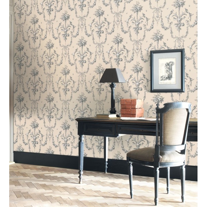 Papel pintado de cadenetas florales rojas estilo neobarroco - Miracle 128345