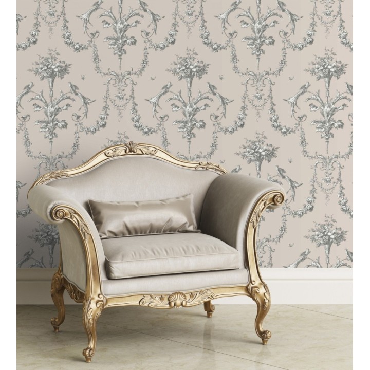 Papel pintado de cadenetas florales rojas estilo neobarroco - Miracle 128345