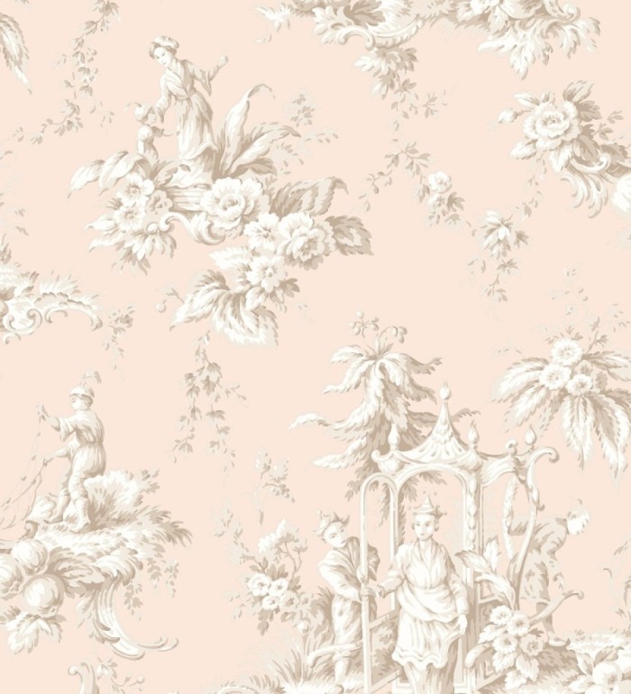 Papel pintado toile de jouy francés estilo oriental - Claudette 128346