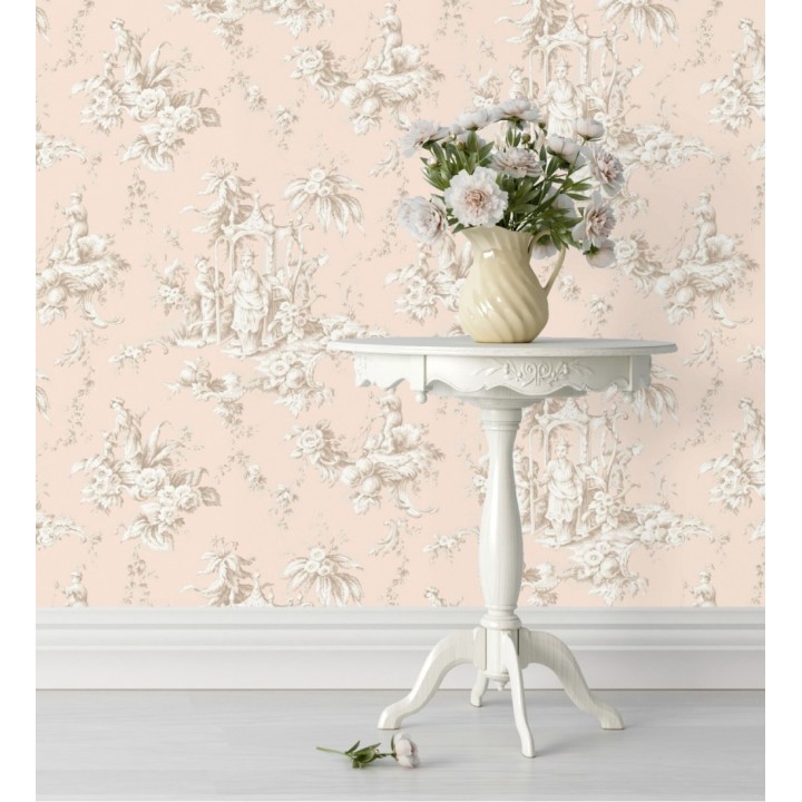 Papel pintado toile de jouy francés estilo oriental - Claudette 128346