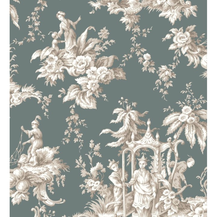 Papel pintado toile de jouy francés estilo oriental - Claudette 128348