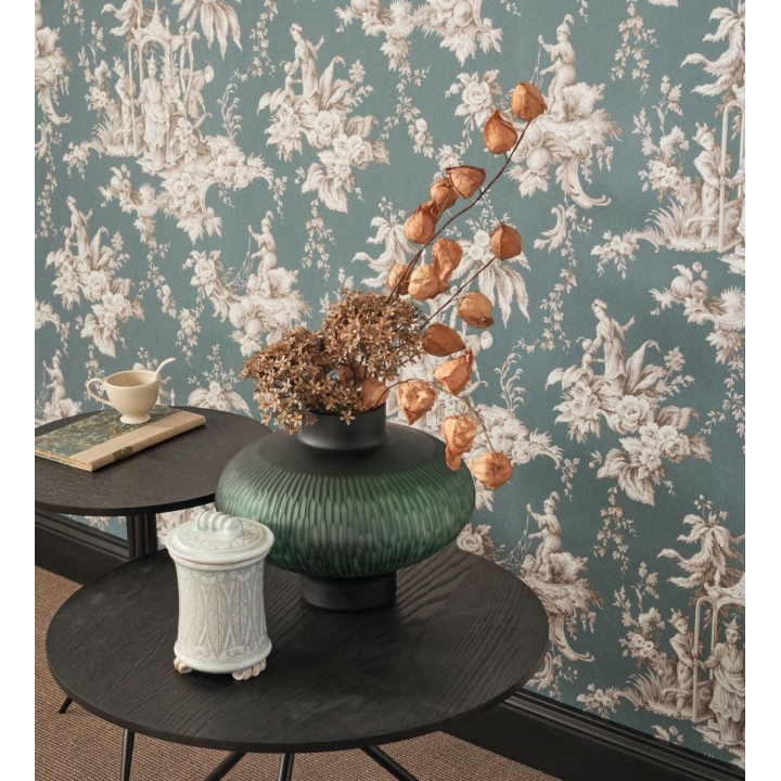 Papel pintado toile de jouy francés estilo oriental - Claudette 128348