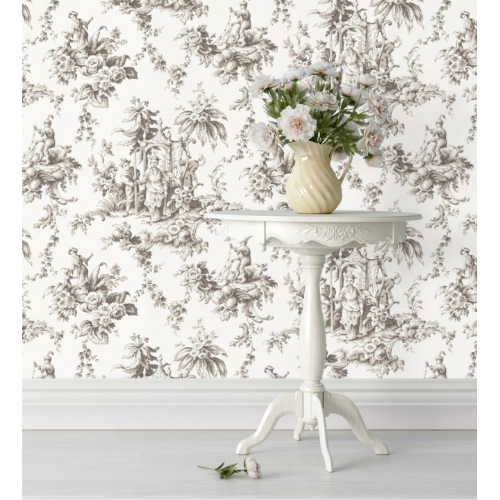 Papel pintado toile de jouy francés estilo oriental - Claudette 128349