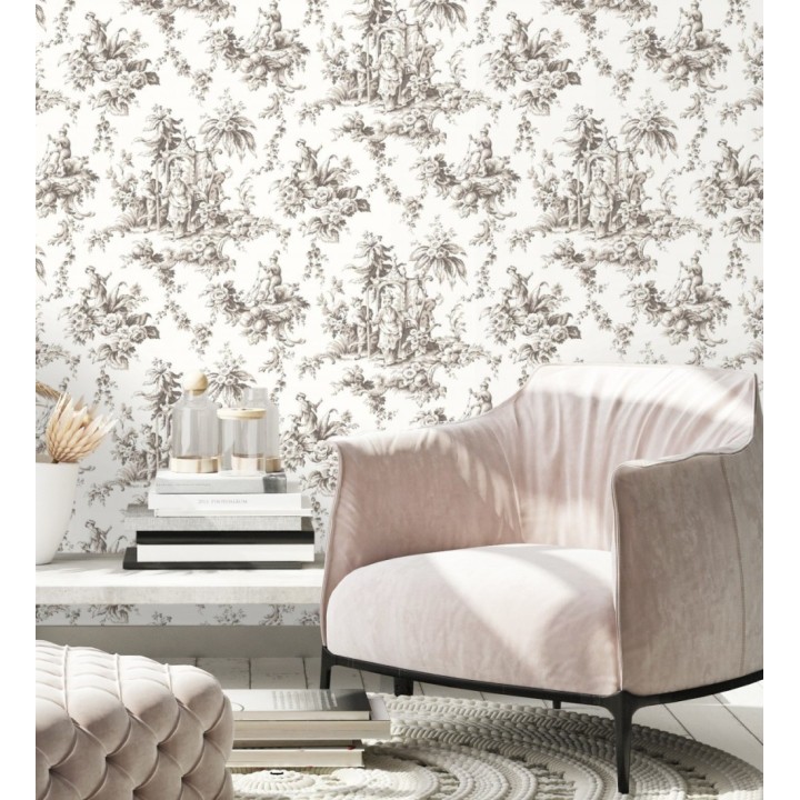 Papel pintado toile de jouy francés estilo oriental - Claudette 128349