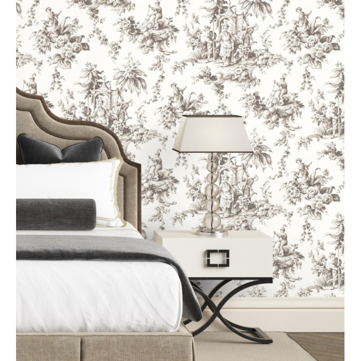 Papel pintado toile de jouy francés estilo oriental - Claudette 128349