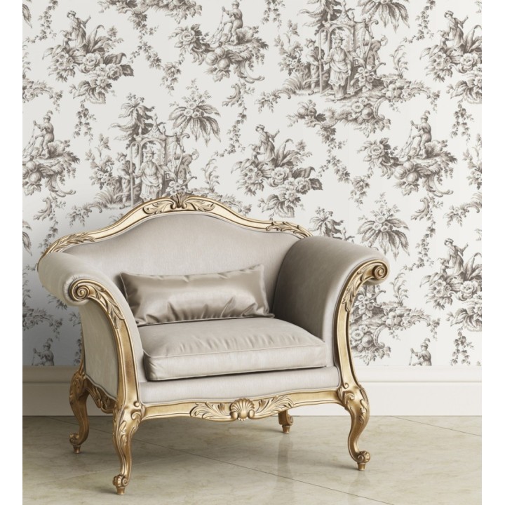 Papel pintado toile de jouy francés estilo oriental - Claudette 128349