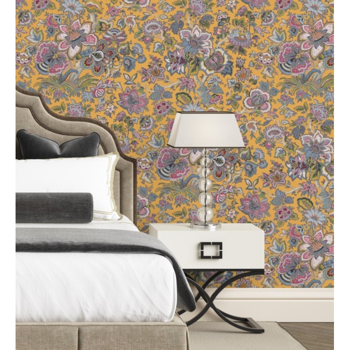 Papel pintado flores cretonas estilo hindú - Charmaine 128350