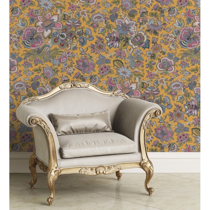 Papel pintado flores cretonas estilo hindú - Charmaine 128350