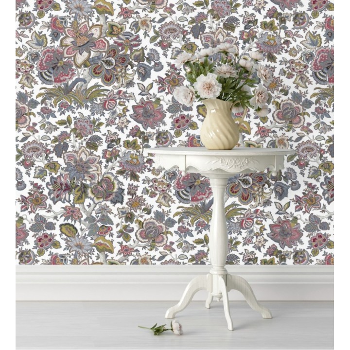 Papel pintado flores cretonas estilo hindú - Charmaine 128351