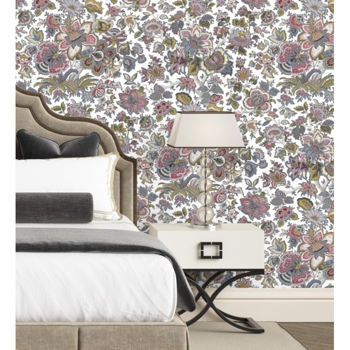 Papel pintado flores cretonas estilo hindú - Charmaine 128351