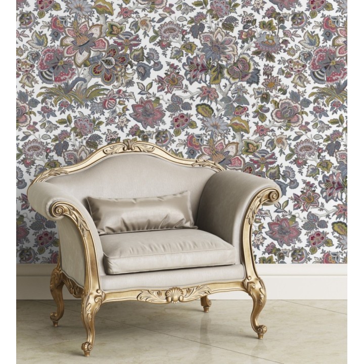 Papel pintado flores cretonas estilo hindú - Charmaine 128351