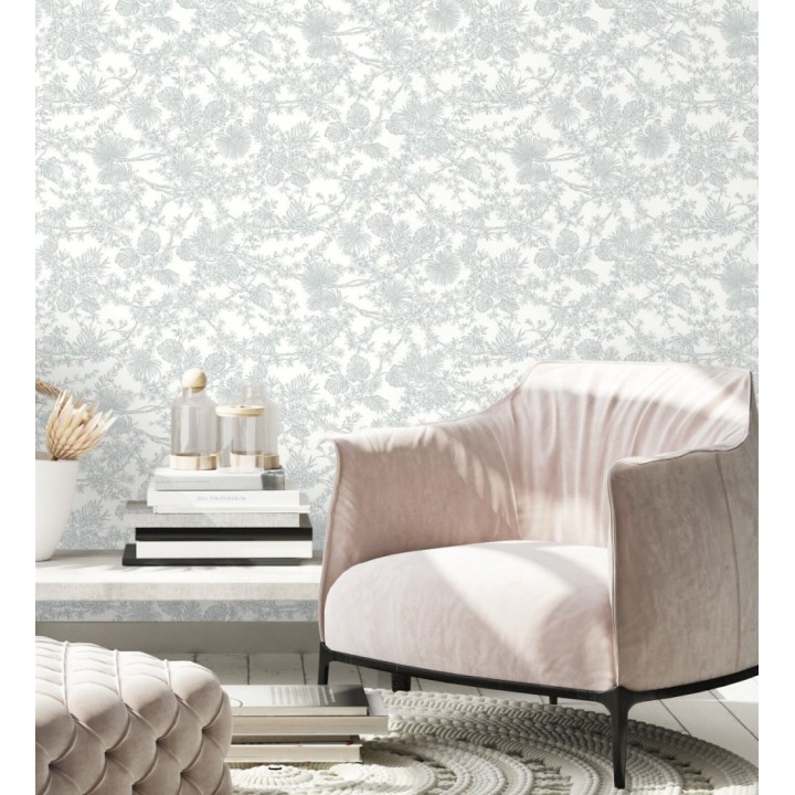 Papel pintado de plantas estilo toile de jouy - Petit Minue 128353