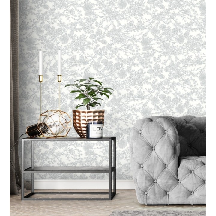 Papel pintado de plantas estilo toile de jouy - Petit Minue 128354