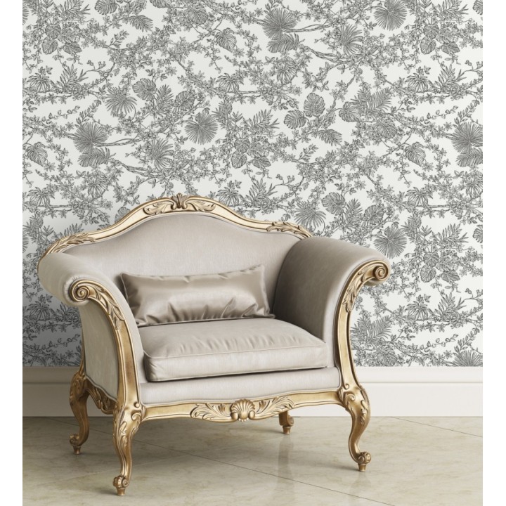 Papel pintado de plantas estilo toile de jouy - Petit Minue 128355