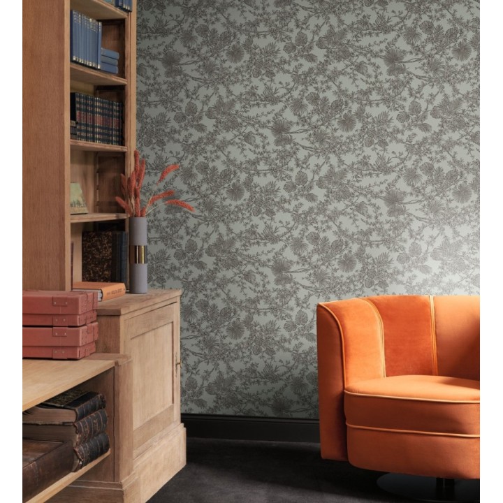 Papel pintado de plantas estilo toile de jouy - Petit Minue 128363