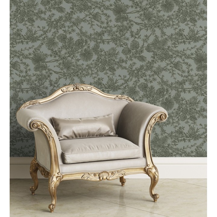 Papel pintado de plantas estilo toile de jouy - Petit Minue 128363