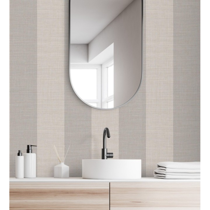 Papel pintado de rayas anchas de 13 cm textura efecto lino - Herman Stripes 128366