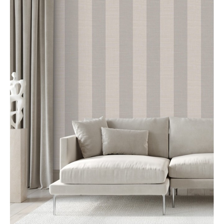 Papel pintado de rayas anchas de 13 cm textura efecto lino - Herman Stripes 128366