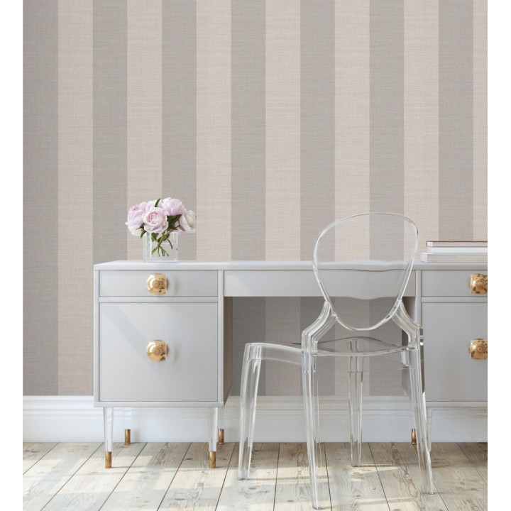 Papel pintado de rayas anchas de 13 cm textura efecto lino - Herman Stripes 128366