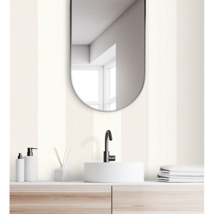 Papel pintado de rayas anchas de 13 cm textura efecto lino - Herman Stripes 128367