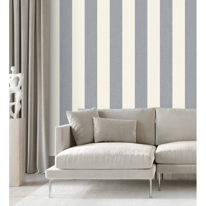 Papel pintado de rayas anchas de 13 cm textura efecto lino - Herman Stripes 128368