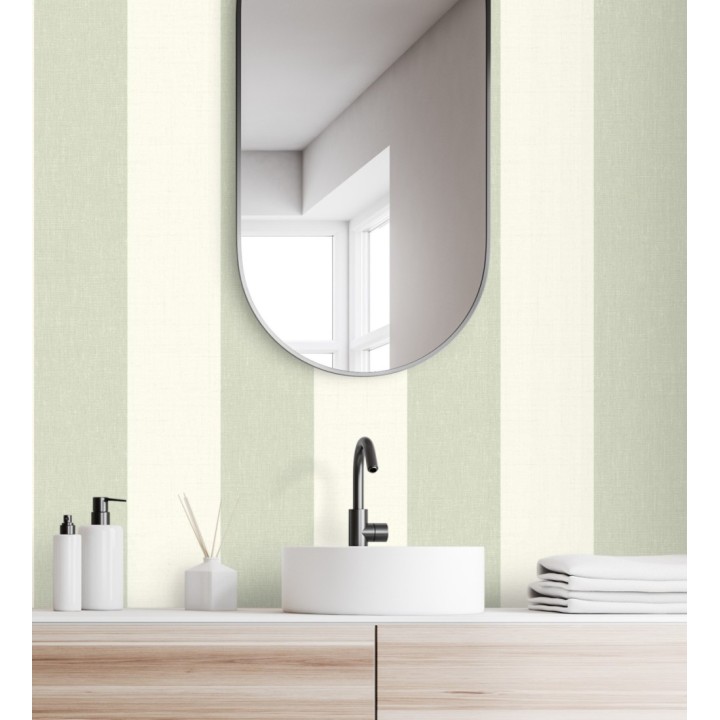 Papel pintado de rayas anchas de 13 cm textura efecto lino - Herman Stripes 128369