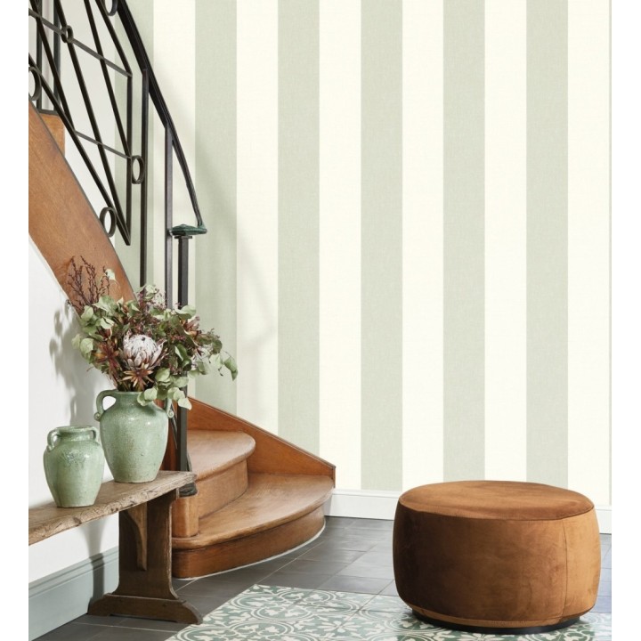 Papel pintado de rayas anchas de 13 cm textura efecto lino - Herman Stripes 128369