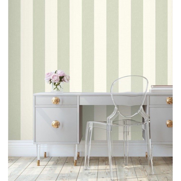 Papel pintado de rayas anchas de 13 cm textura efecto lino - Herman Stripes 128369