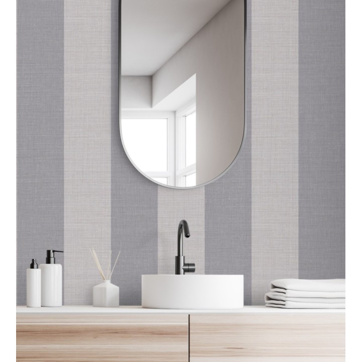 Papel pintado de rayas anchas de 13 cm textura efecto lino - Herman Stripes 128370