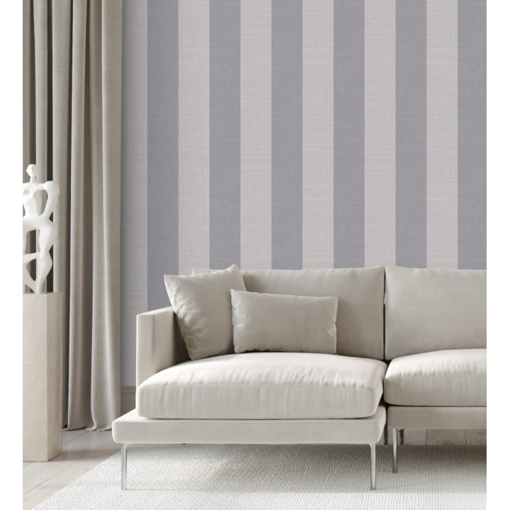 Papel pintado de rayas anchas de 13 cm textura efecto lino - Herman Stripes 128370