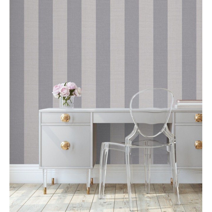 Papel pintado de rayas anchas de 13 cm textura efecto lino - Herman Stripes 128370