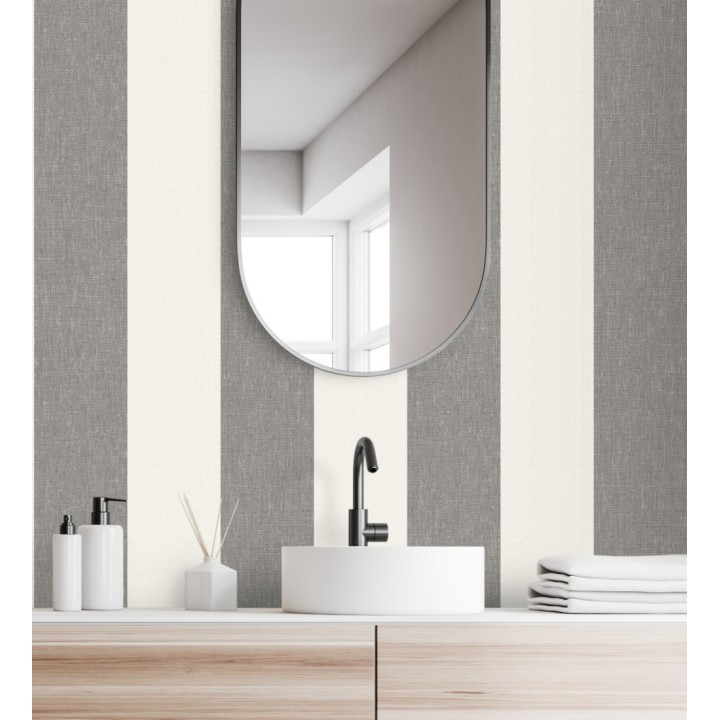 Papel pintado de rayas anchas de 13 cm textura efecto lino - Herman Stripes 128371