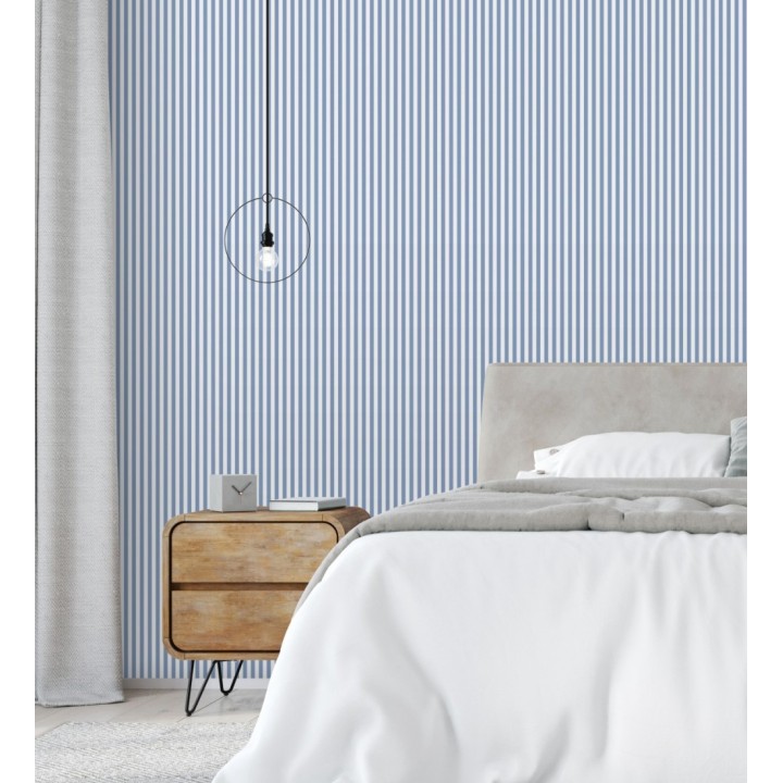 Papel pintado rayas finas infantiles azul - Andy Stripes 128376