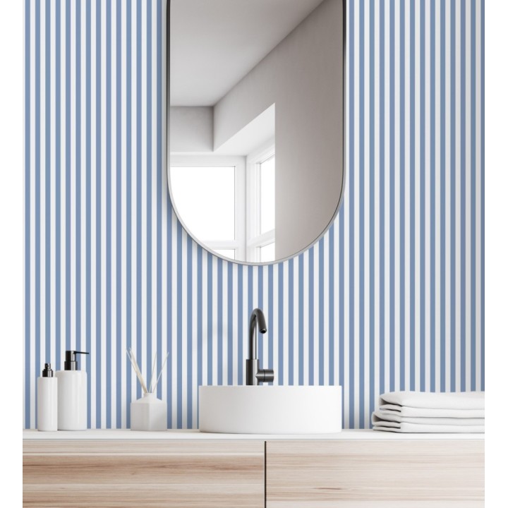 Papel pintado rayas finas infantiles azul - Andy Stripes 128376