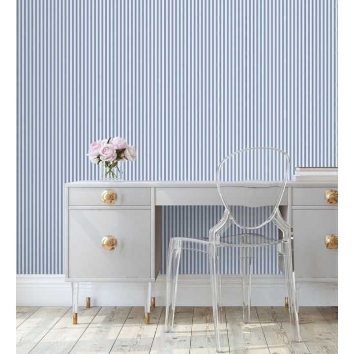 Papel pintado rayas finas infantiles azul - Andy Stripes 128376