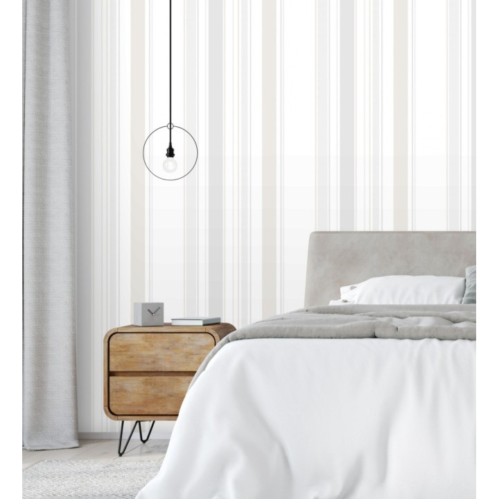Papel pintado de rayas modernas con efectos metalizados - Edison Stripes 128377