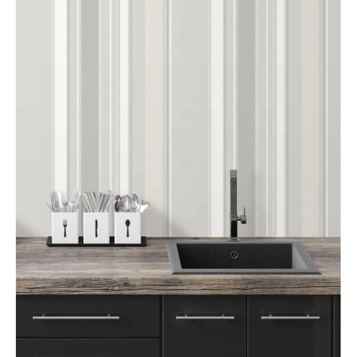 Papel pintado de rayas modernas con efectos metalizados - Edison Stripes 128378