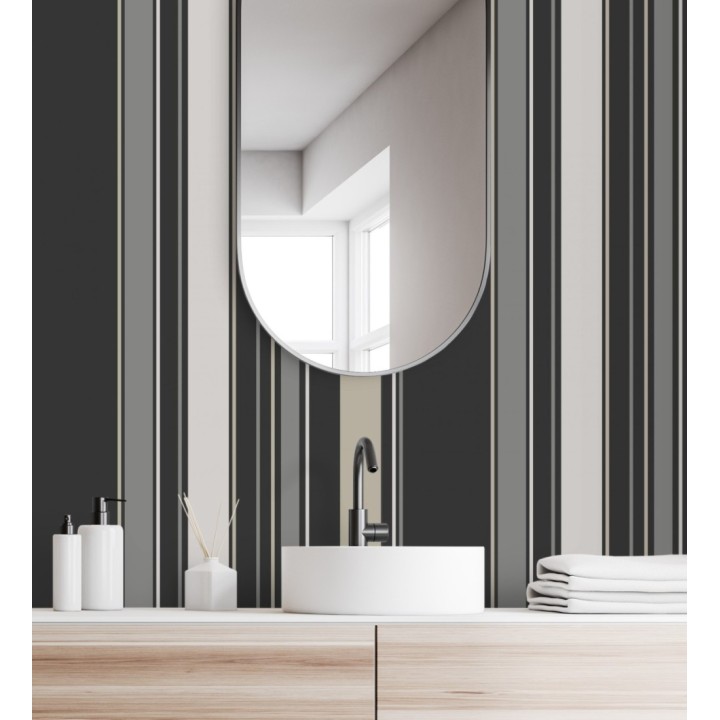 Papel pintado de rayas modernas con efectos metalizados - Edison Stripes 128379