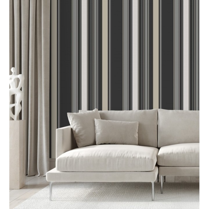Papel pintado de rayas modernas con efectos metalizados - Edison Stripes 128379