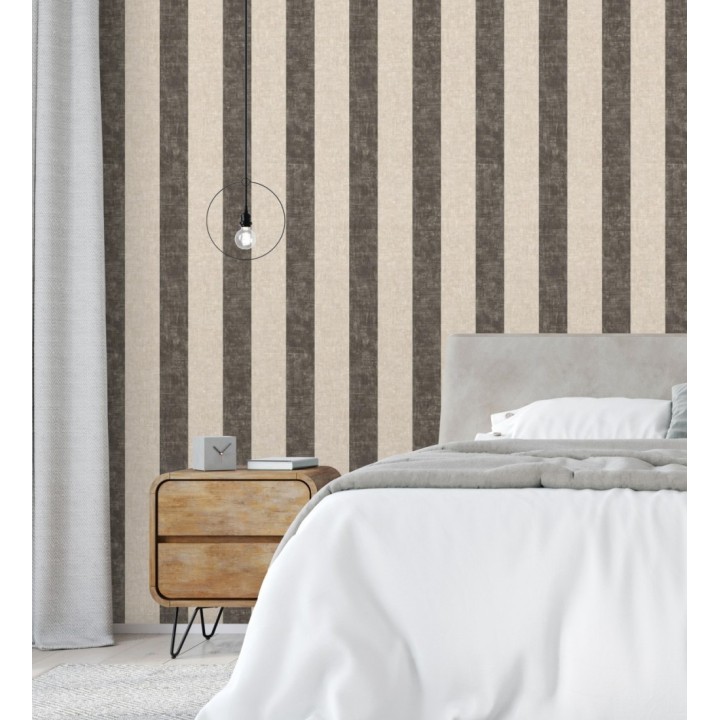 Papel pintado de rayas textiles jaspeadas - Leighton Stripes 128381