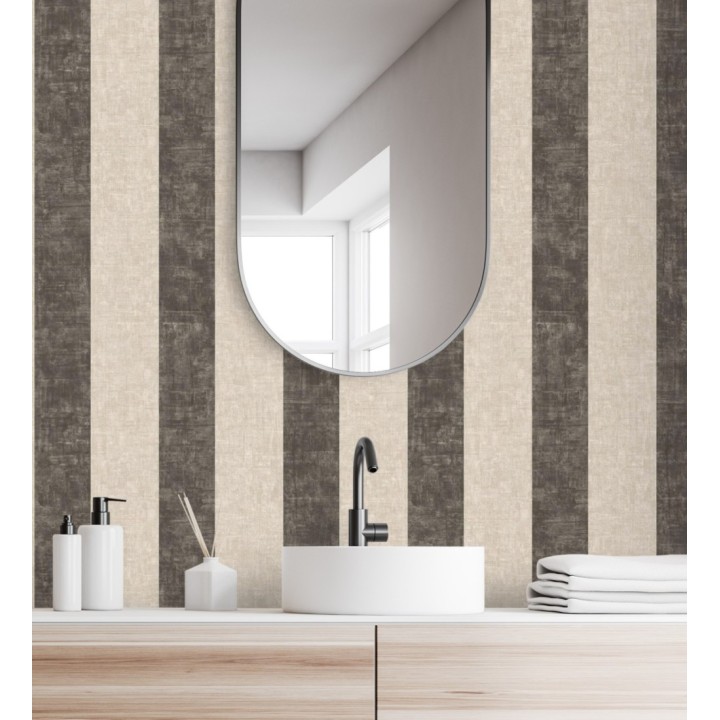 Papel pintado de rayas textiles jaspeadas - Leighton Stripes 128381