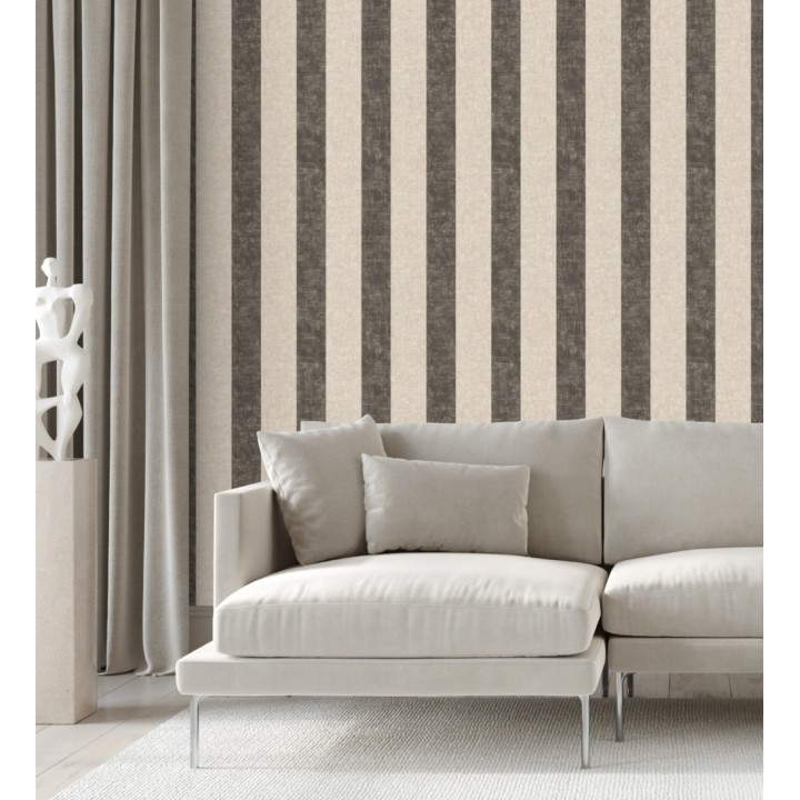 Papel pintado de rayas textiles jaspeadas - Leighton Stripes 128381