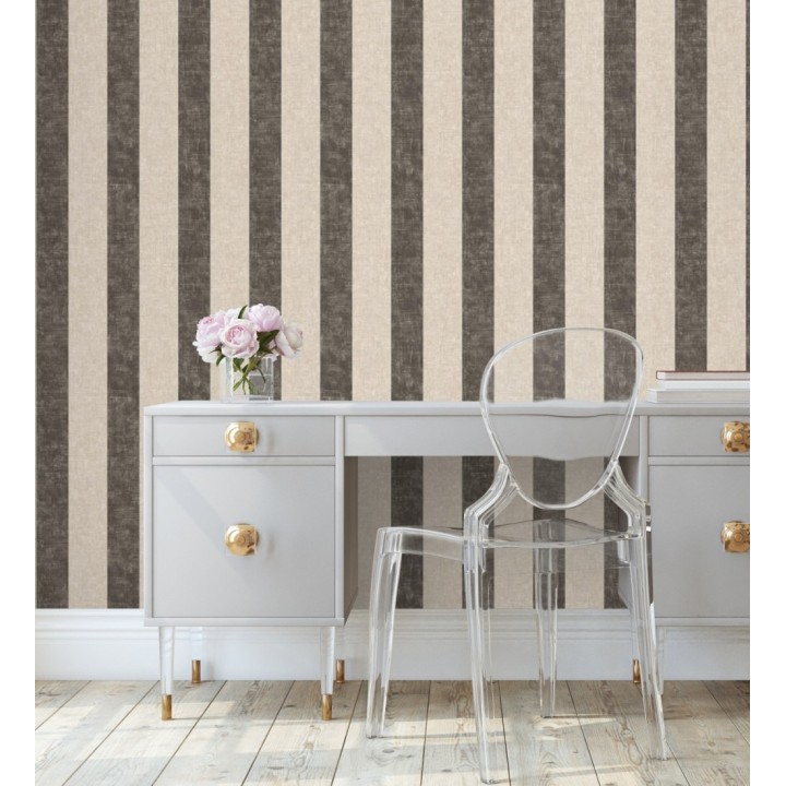 Papel pintado de rayas textiles jaspeadas - Leighton Stripes 128381