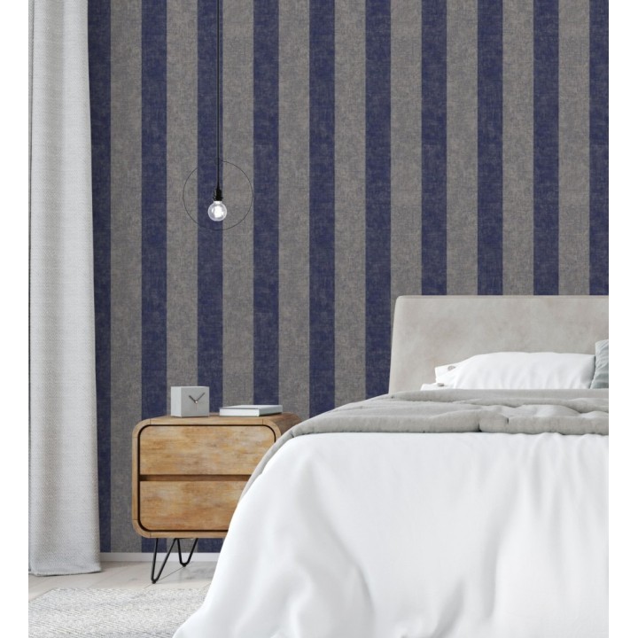 Papel pintado de rayas textiles jaspeadas - Leighton Stripes 128382