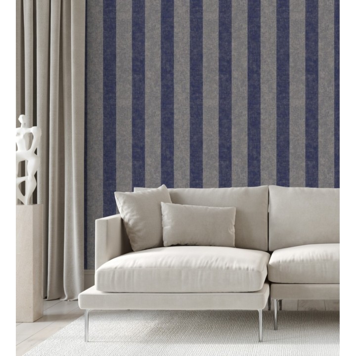 Papel pintado de rayas textiles jaspeadas - Leighton Stripes 128382
