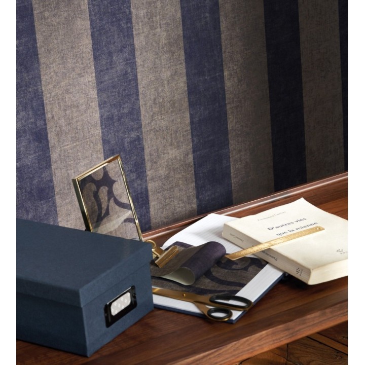 Papel pintado de rayas textiles jaspeadas - Leighton Stripes 128382
