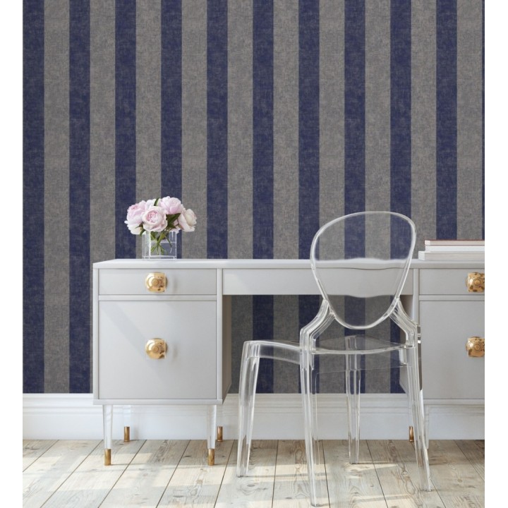 Papel pintado de rayas textiles jaspeadas - Leighton Stripes 128382