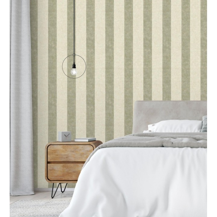 Papel pintado de rayas textiles jaspeadas - Leighton Stripes 128383
