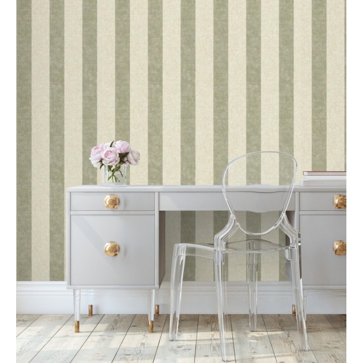Papel pintado de rayas textiles jaspeadas - Leighton Stripes 128383